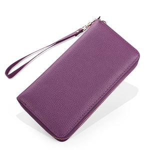 Women Genuine Leather Multi-Function 20 Card Bits Long Clutch Purse Phone Bag Coin Holder