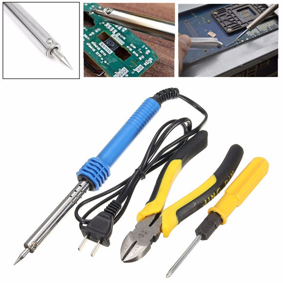 Adjustable Electric 220V 40W Welding Soldering Iron Tool + Pliers + Screwdriver