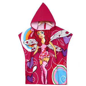 Baby Girls Polyester Fiber Bathroom Robes Towels Shower Cartoon Hooded Soft Washcloth Blankets