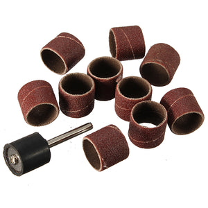 10pcs DREMEL 60 Grit Sanding Bands with 1pc Sanding Drum Mandrel