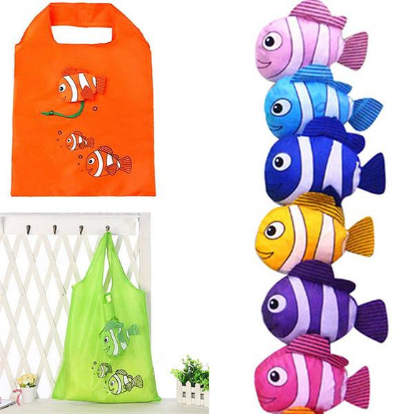 Random Sent Little Fish Reusable Folding Shopping Bag Travel Grocery Tote