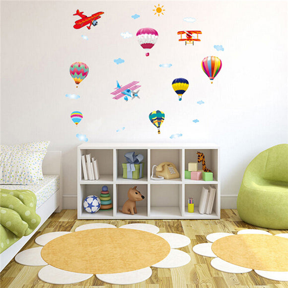 Hot Air Balloon Planes Cloud Sky DIY Wall Sticker Home Decal Kids Room Decor