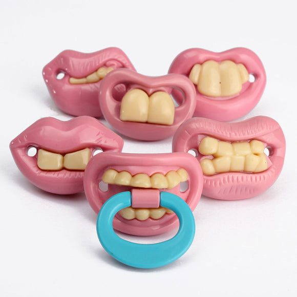 Fashion Funny Baby Dummy Dummies Pacifier Prank Novelty Teeth Child Lip Soother