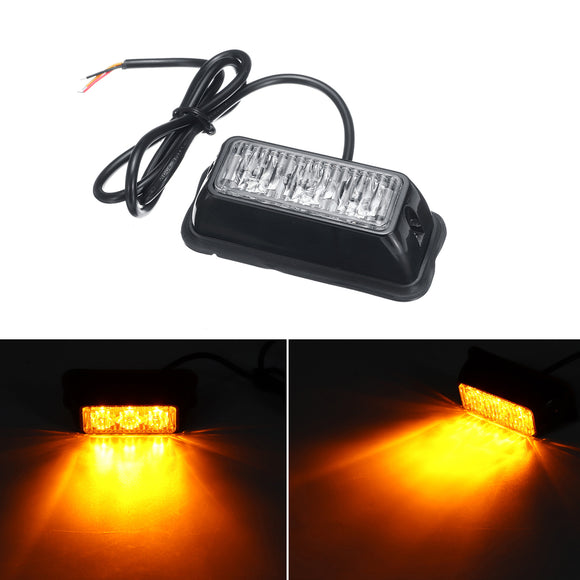 12V-24V 3 LED Car Truck Emergency Beacon Lights Bar Hazard Strobe Warning Signal Amber Light