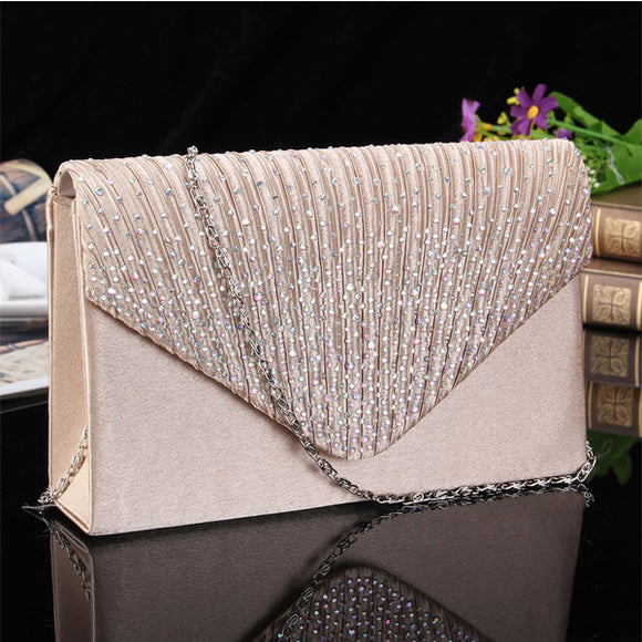 Women  Evening Bridal Wallet Envelope Flash Diamond Clutch Portable Shoulder Bag Crossbody Bag