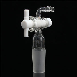 24/40 Glass Vacuum Flow Control Adapter with PTFE Stopcock Male Ground Joint to Right Angle Hose Connection 90 Degree Bend