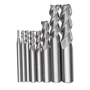 Drillpro 2-12mm 3 Flutes Carbide End Mill Set Tungsten Steel Milling Cutter Tool for Aluminum Alloy