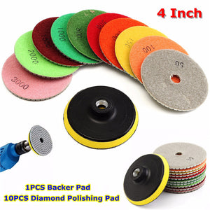 10pcs 4 Inch 50 to 3000 Grit Diamond Polishing Pads With Backer Pad