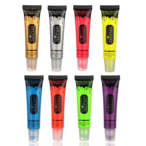 Glow In Dark UV Neon Face Body Paint Fluorescent Blacklight Bright Color Party Pigment