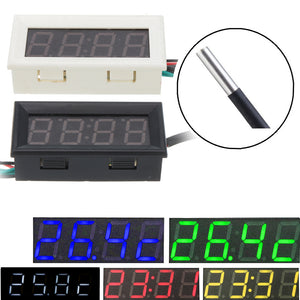 0.56 Inch 33V/200V 3-in-1 Time + Temperature + Voltage Display DC7-30V Voltmeter Electronic Watch Clock Digital Tube