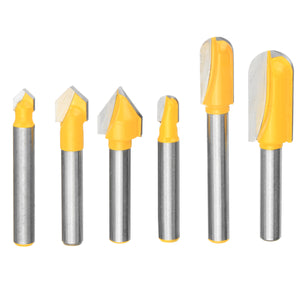 3pcs 1/4 Inch Shank Lettering and Sign Making V-Groove or Round Nose Router Bit Set