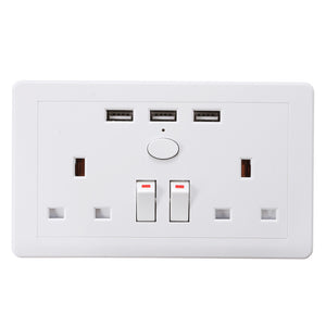 Excellway 146Type 3 USB Charger Outlet Rechargeable Wall Socket Wall Plate 2 Gang Plug Switch Plate