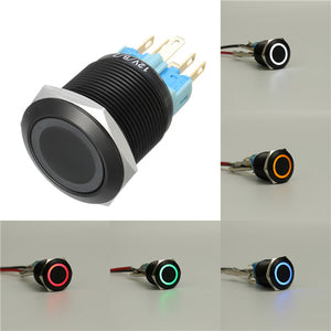 12V 22mm 6 Pin Self-locking Latching Switch Led Light Metal Push Button Switch