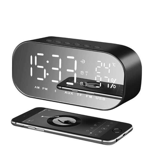 yAyusi S2 Dual Units Wireless bluetooth Speaker LED Display Clock Mirror FM Radio Heavy Bass Speaker