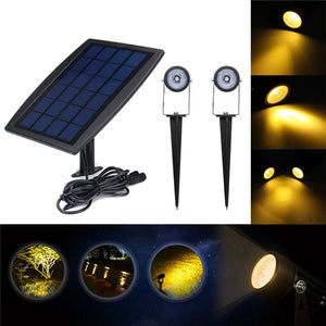 Solar Powered Two Spotlights LED Waterproof Outdoor Garden Lawn Yard Porch Walkway Lamps