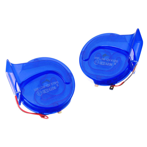 Pair 12V 110dB Universal Blue Super Loud Air Snail Horn For Car Van Motorcycle