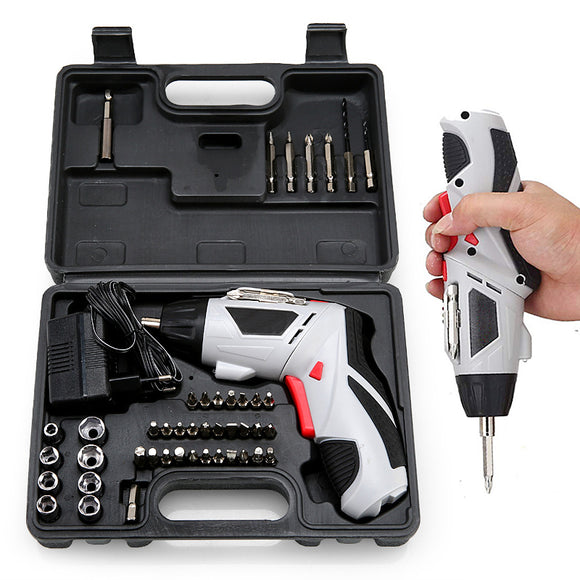 AUGIENB 4.8V Multi-Function Electric Screwdriver Portable Charging W/ 44pcs Screws Power Tool Set