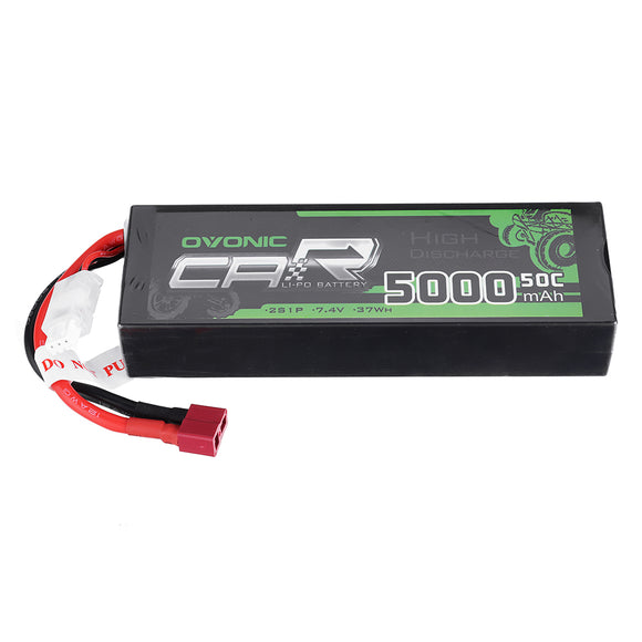 Ovonic 7.4V 5000mAh 50C 2S Lipo Battery Deans Plug for 1/8 1/10 RTR RC Car