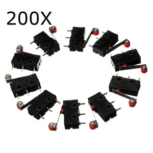 200Pcs Micro Limit Switch With Roller Lever KW12-3 Open/Close Switch 5A 125V