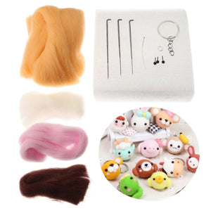 Creative 12 Chinese Zodiac Wool Felt Animals Keychain Wool Felting Needle Kits DIY Tools Craft