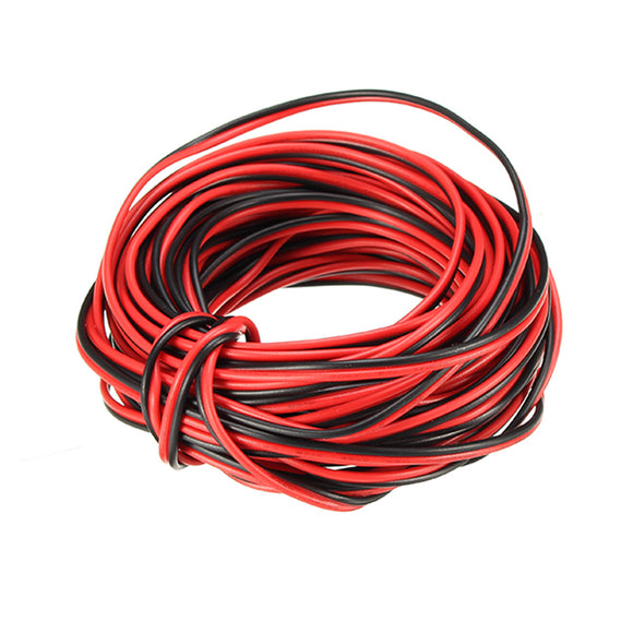 5PCS LUSTREON 10M Tinned Copper 22AWG 2 Pin Red Black DIY PVC Electric Cable Wire for LED Strips