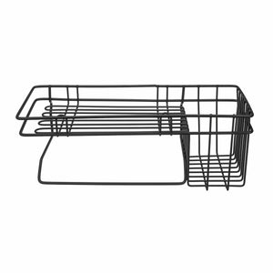 Hanging Rail Rack Storage Stand Kitchen Iron Wall Mounted Tidy Hook Black Baskets