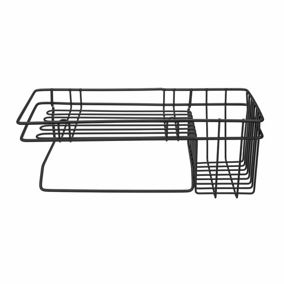 Hanging Rail Rack Storage Stand Kitchen Iron Wall Mounted Tidy Hook Black Baskets