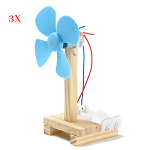 3pcs DIY Technology Invention Small Fan Creative Assembly Blocks Toys Kit