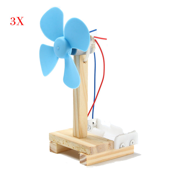 3pcs DIY Technology Invention Small Fan Creative Assembly Blocks Toys Kit