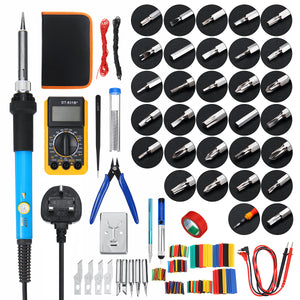 379Pcs 60W Electric Solder Iron Kit Welding Tool Solder Repair Screwdriver Plier Multimeter