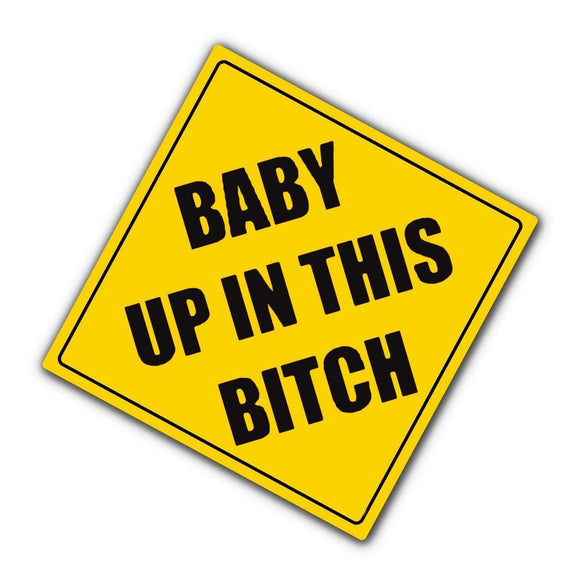 4x4 Inch Yellow Warning Baby In Car Vinyl Decal Funny Sign Stickers Auto Reflective Graphic