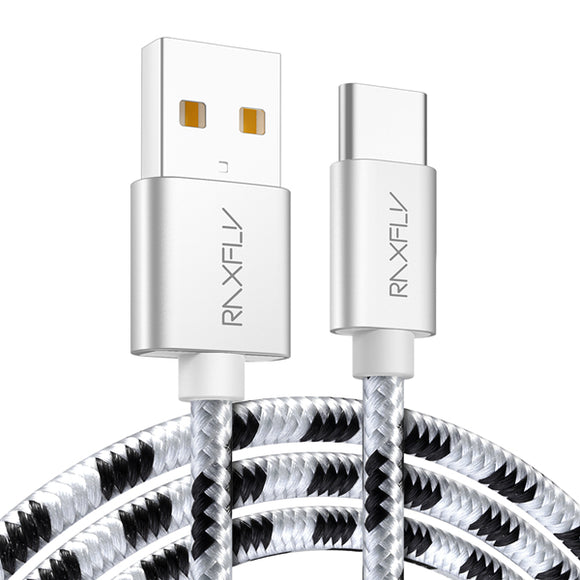 RAXFLY Nylon Braided Type C Fast Charging Data Cable 1.2M For Onplus 6 5T Xiaomi Mi8 Mi6 Mix 2s S9+