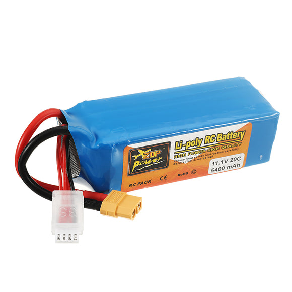 ZOP Power 11.1V 5400mah 20C 3S Lipo Battery XT60 Plug for RC Quadcopter