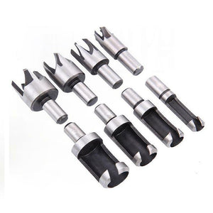 8pcs 3/8 Inch Shank Wood Plug Hole Cutter Wooden Dowel Cutting Drill Bits with Wood Case