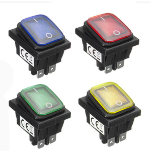 Waterproof 12V 16A Rocker Reset Single Toggle Switch With LED Light Dpst For Car Boat