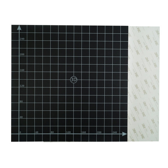 300*300mm Black Square Scrub Surface Heated Bed Sticker Sheet With 1:1 Coordinate