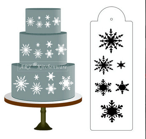 Snowflake Side Cake Stencil Border Designer Decorating Craft Cookie Baking Tool