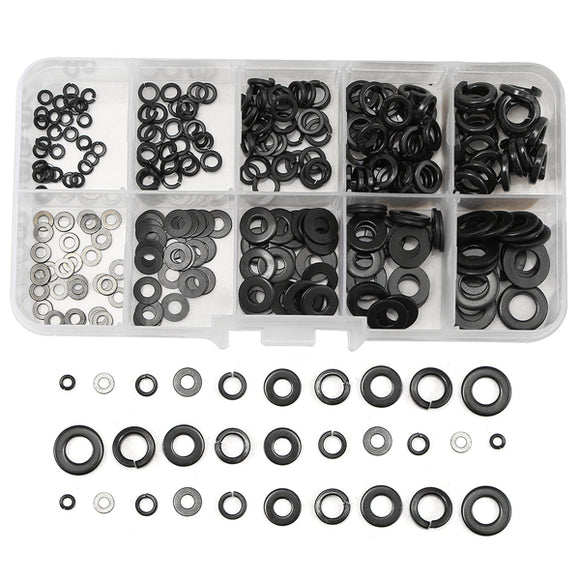 280Pcs 10 Values Stainless Steel Flat Washer Spring Washers Assortment Set