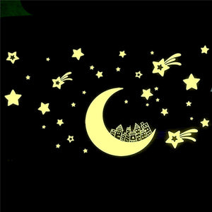 Glow in Dark Moon Star Luminous Stickers Removable Wall Sticker Vinyl Decal Mural Kids Room Decor