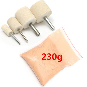 Polishing Kit 230g Cerium Oxide Polishing Powder with 4pcs Polishing Wheels