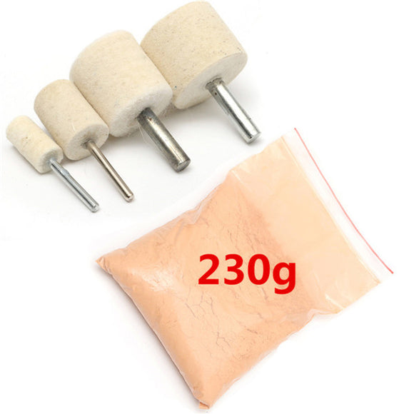 Polishing Kit 230g Cerium Oxide Polishing Powder with 4pcs Polishing Wheels