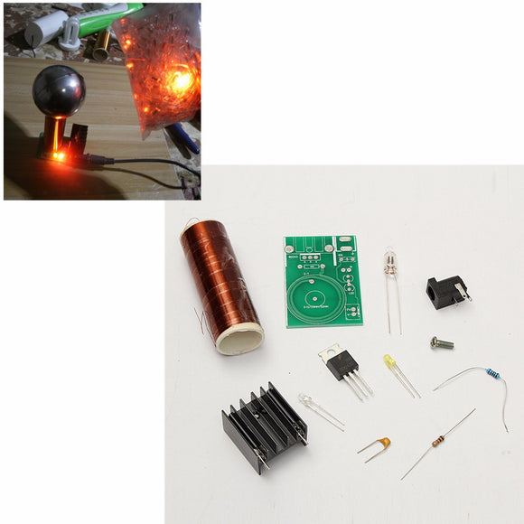 DC 12V Mini DIY Tesla Coil Kit Arc Wireless Electric Power Transmission Lighting