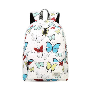 IPRee Women Girls Backpack Butterfly Print Polyester College Travel School Rucksack