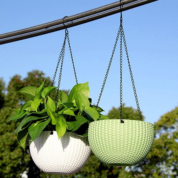 Fashion Plant Hanging Basket Flower Pot Stainless Steel Chain Planter Garden Home Decorations