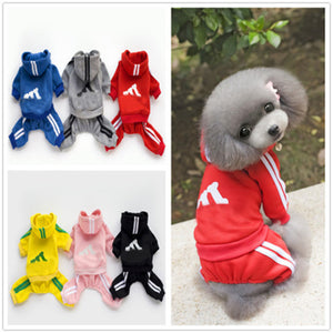 Winter Warm Pet Dog Clothes Four-Legs Hoodie Small Dogs Sport Style Cotton Coat