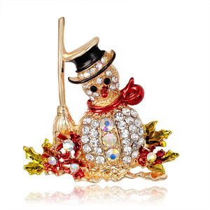 Christmas snowman Santa Claus Fashion Bridal Bouquet Flower Pattern Brooch Pin Rhinestone