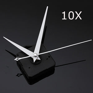 10Pcs DIY White Triangle Hands Quartz Black Wall Clock Movement Mechanism