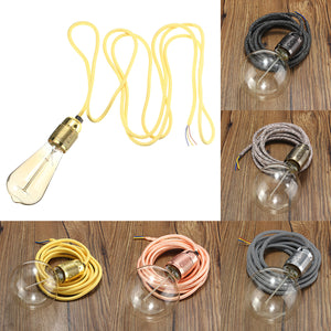 E27 3M Wire Vintage Fabric Flex Cable Pendant Light Bulb Adapter Lamp Holder Socket