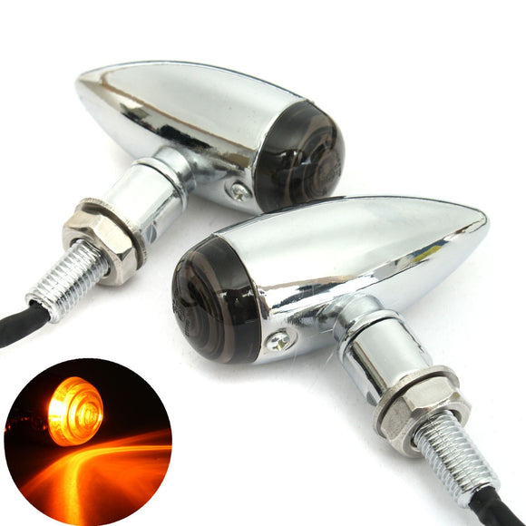 Pair 10mm Motorcycle Bullet Turn Signal Indicator Light Lamp For Harley Chopper