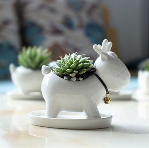 Desktop Flower Pot Christmas Elk Planter Macetas Home Garden